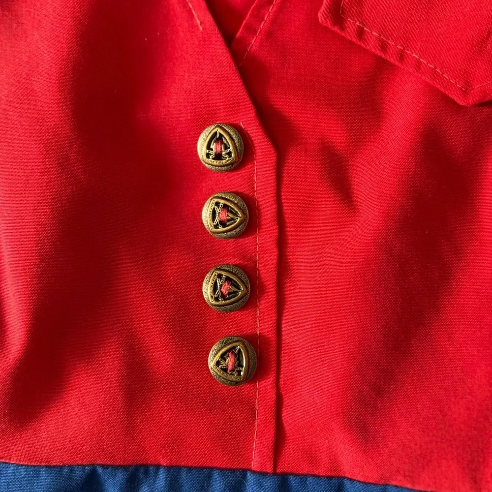 Vintage 1960s Blue Bird Camp Fire Girls Uniform Red Navy Blue Dress Retro